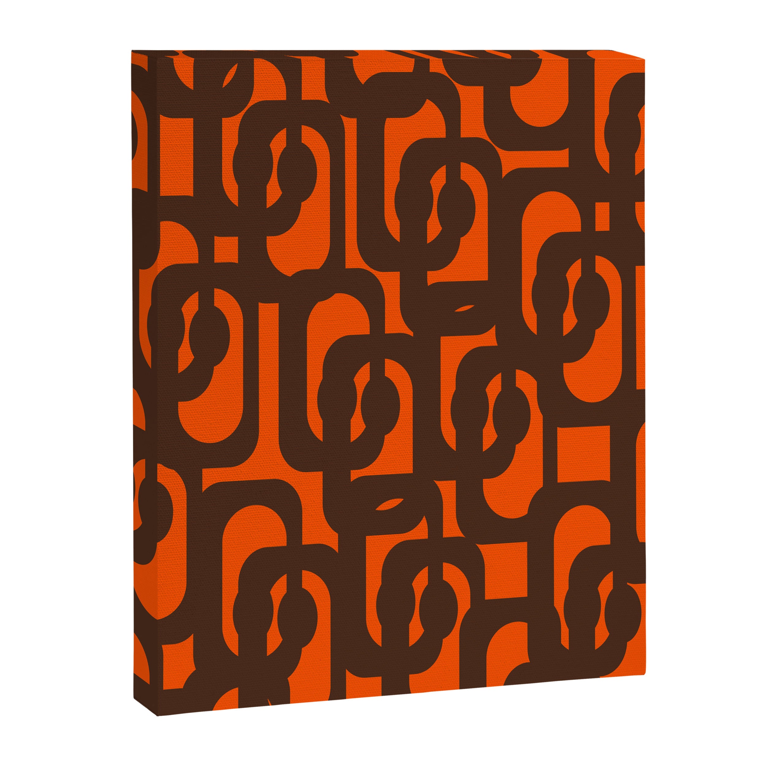 Mid Century Modern Loop Pattern in Retro 70s Dark Brown and Orange Canvas Print Gallery Image 8