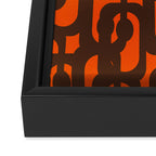 Mid Century Modern Loop Pattern in Retro 70s Dark Brown and Orange Framed Canvas Print Gallery Image 3