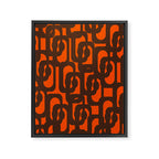 Mid Century Modern Loop Pattern in Retro 70s Dark Brown and Orange Framed Canvas Print Gallery Image 8