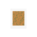 Mid Century Modern Loop Pattern in Retro Cantaloupe Orange and Olive Green Art Print Gallery Image 1