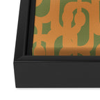 Mid Century Modern Loop Pattern in Retro Cantaloupe Orange and Olive Green Framed Canvas Print Gallery Image 3
