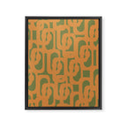 Mid Century Modern Loop Pattern in Retro Cantaloupe Orange and Olive Green Framed Canvas Print Gallery Image 8