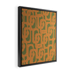 Mid Century Modern Loop Pattern in Retro Cantaloupe Orange and Olive Green Framed Canvas Print Gallery Image 2