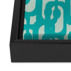 Mid Century Modern Loop Pattern in Turquoise Teal Blue Aqua Tones Framed Canvas Print Gallery Image 3