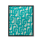 Mid Century Modern Loop Pattern in Turquoise Teal Blue Aqua Tones Framed Canvas Print Gallery Image 8