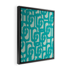 Mid Century Modern Loop Pattern in Turquoise Teal Blue Aqua Tones Framed Canvas Print Gallery Image 2