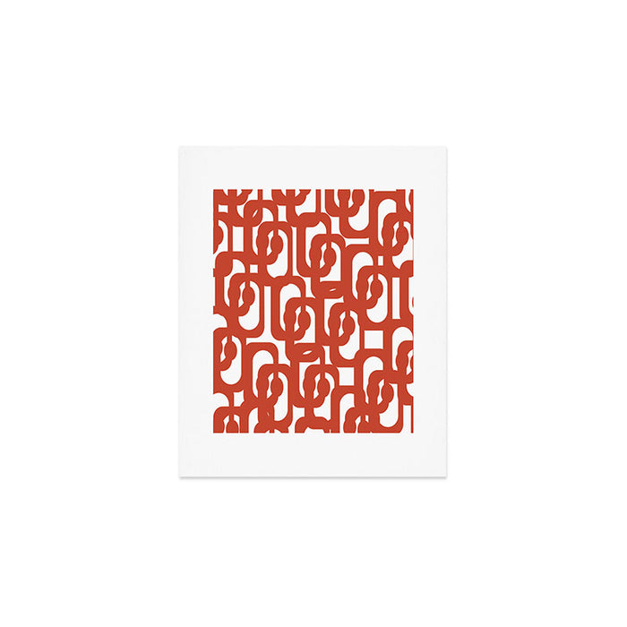 Mid Century Modern Loop Pattern in Vermilion Red and White Art Print Gallery Image 1