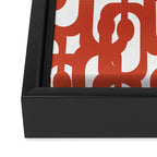 Mid Century Modern Loop Pattern in Vermilion Red and White Framed Canvas Print Gallery Image 3