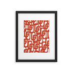 Mid Century Modern Loop Pattern in Vermilion Red and White Framed Art Print Gallery Image 6