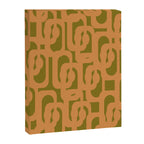 Mid Century Modern Loop Pattern in Vintage Avocado Olive Green and Cantaloupe Orange Canvas Print Gallery Image 8