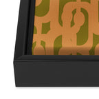 Mid Century Modern Loop Pattern in Vintage Avocado Olive Green and Cantaloupe Orange Framed Canvas Print Gallery Image 3