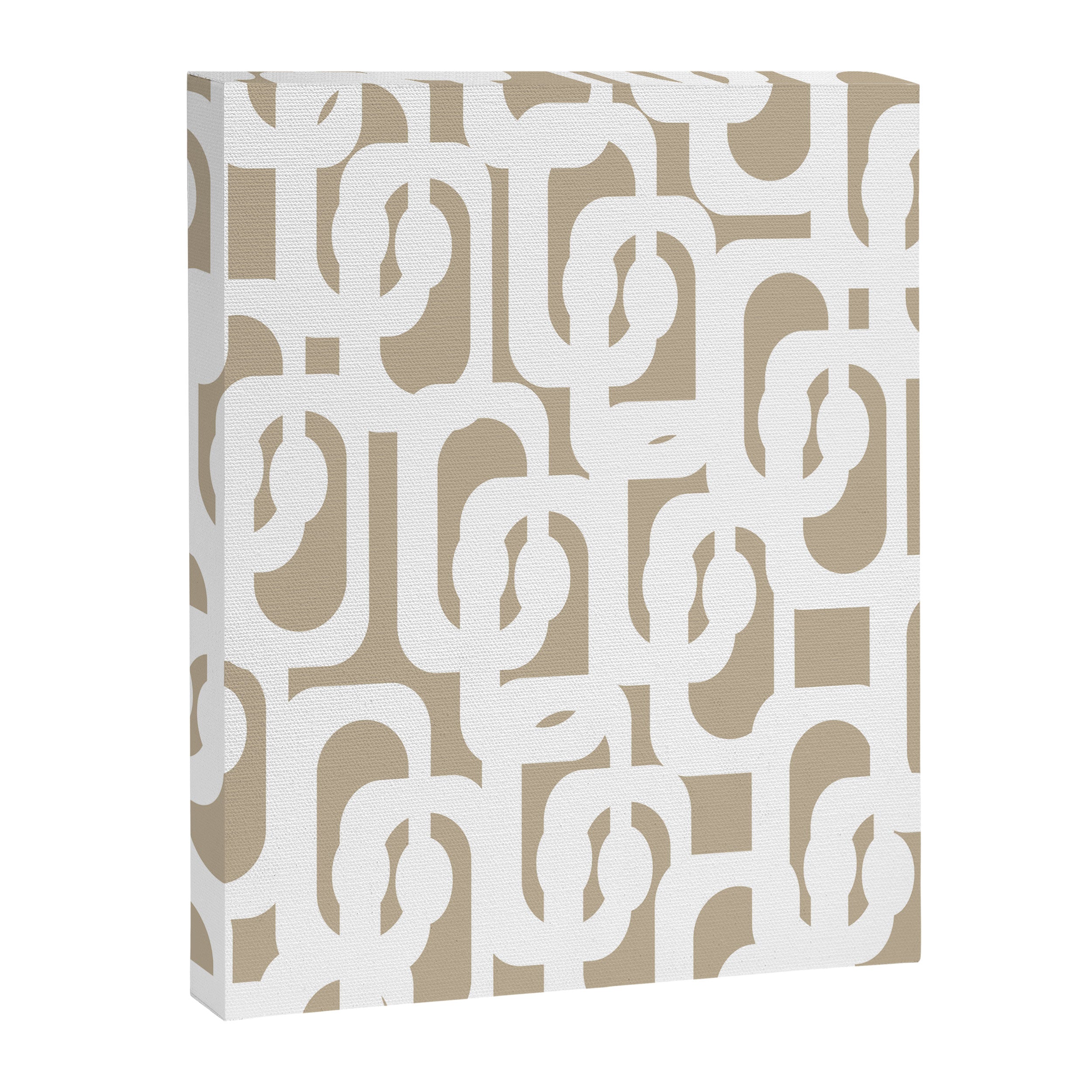 Mid Century Modern Loop Pattern in White and Flax Canvas Print Gallery Image 8