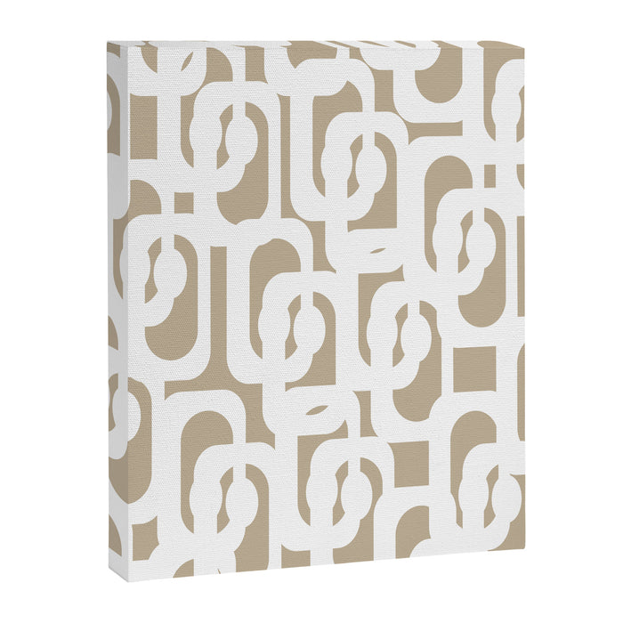 Mid Century Modern Loop Pattern in White and Flax Canvas Print Gallery Image 1