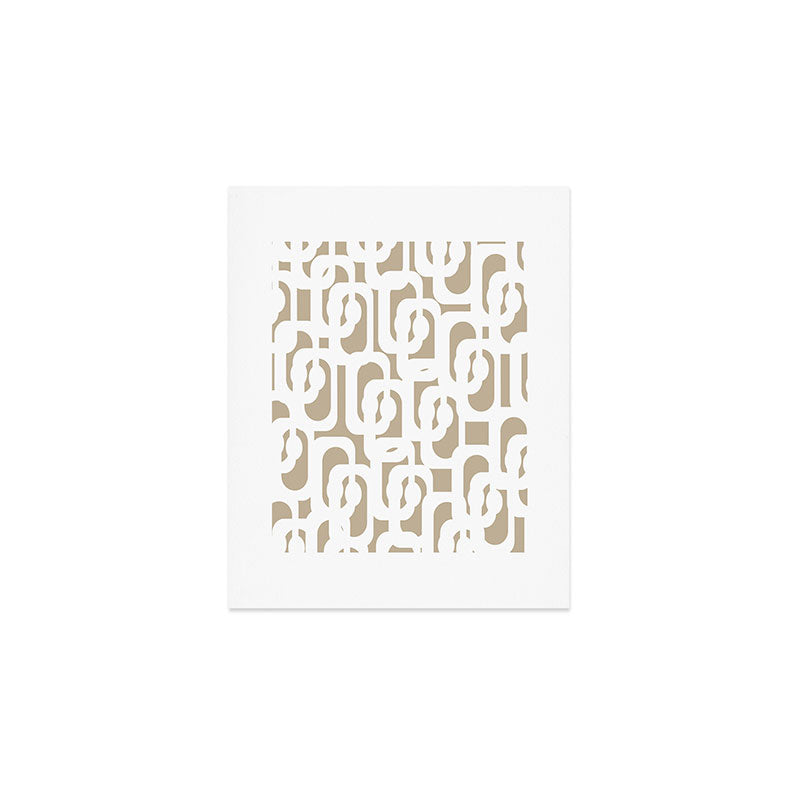 Mid Century Modern Loop Pattern in White and Flax Art Print Gallery Image 1