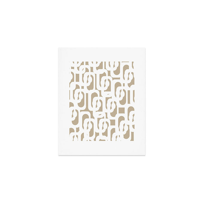 Mid Century Modern Loop Pattern in White and Flax Art Print Gallery Image 1