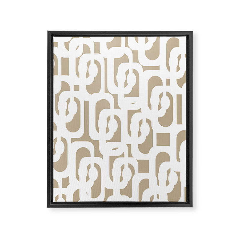 Mid Century Modern Loop Pattern in White and Flax Framed Canvas Print Gallery Image 8