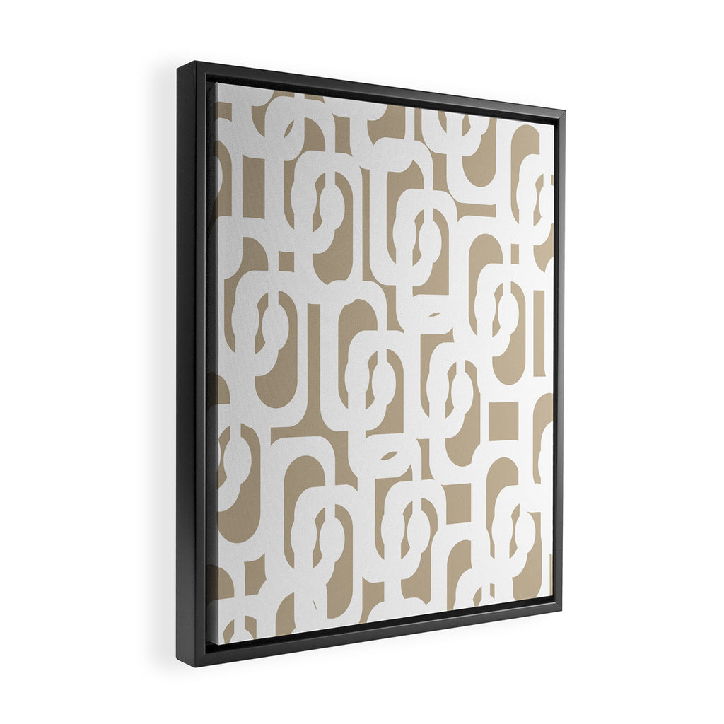 Mid Century Modern Loop Pattern in White and Flax Framed Canvas Print Gallery Image 2