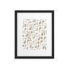 Mid Century Modern Loop Pattern in White and Flax Framed Art Print Gallery Image 6