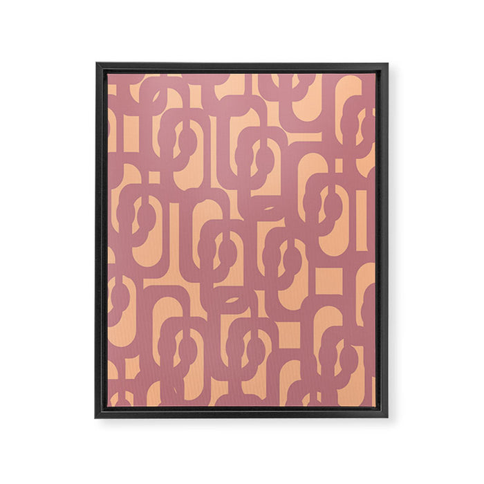 Mid Century Modern Loop Pattern Mauve Plum Peach Framed Canvas Print Gallery Image 1
