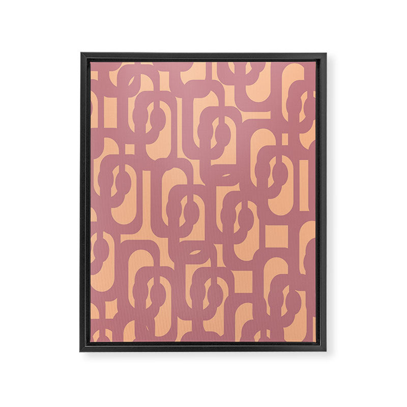 Mid Century Modern Loop Pattern Mauve Plum Peach Framed Canvas Print Gallery Image 8