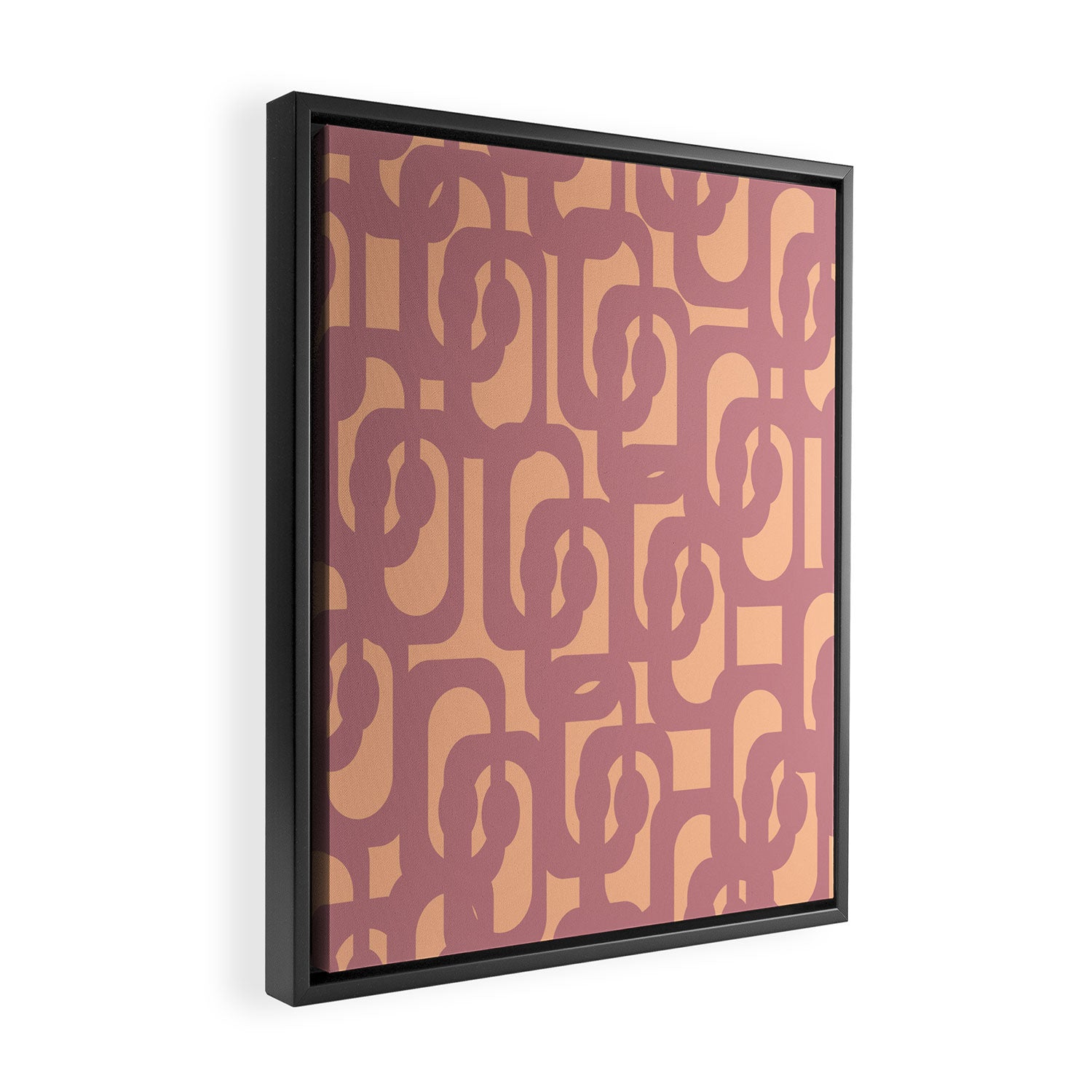 Mid Century Modern Loop Pattern Mauve Plum Peach Framed Canvas Print Gallery Image 2