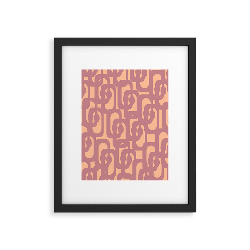 Mid Century Modern Loop Pattern Mauve Plum Peach Framed Art Print Gallery Image 6