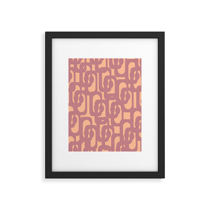Mid Century Modern Loop Pattern Mauve Plum Peach Framed Art Print Gallery Image 1