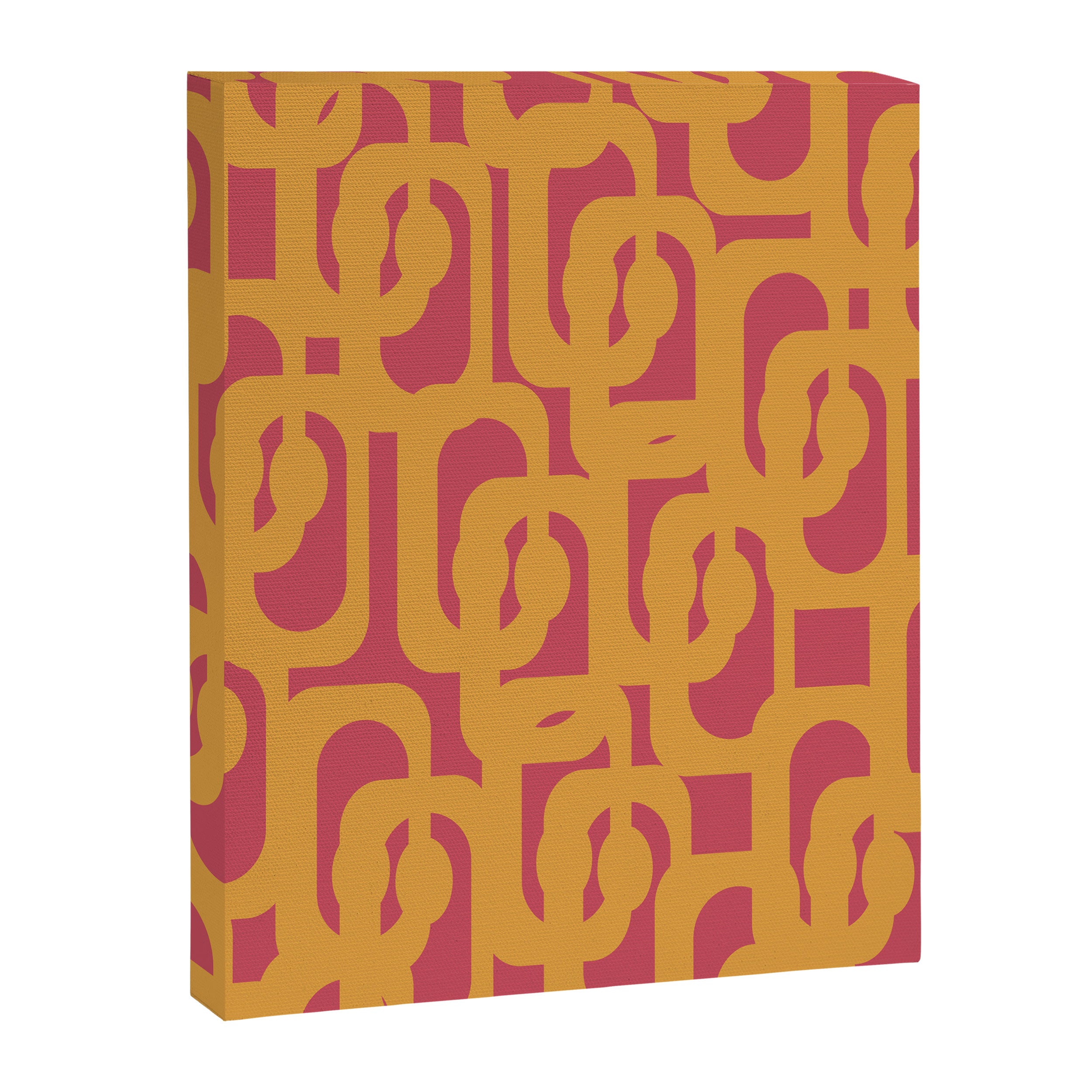 Mid Century Modern Loop Pattern Mustard and Magenta Canvas Print Gallery Image 8
