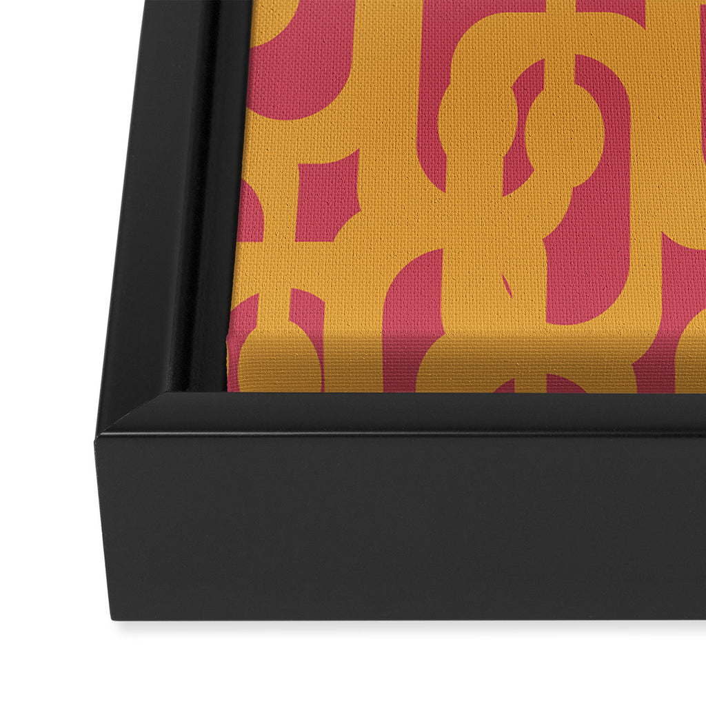 Mid Century Modern Loop Pattern Mustard and Magenta Framed Canvas Print Gallery Image 3