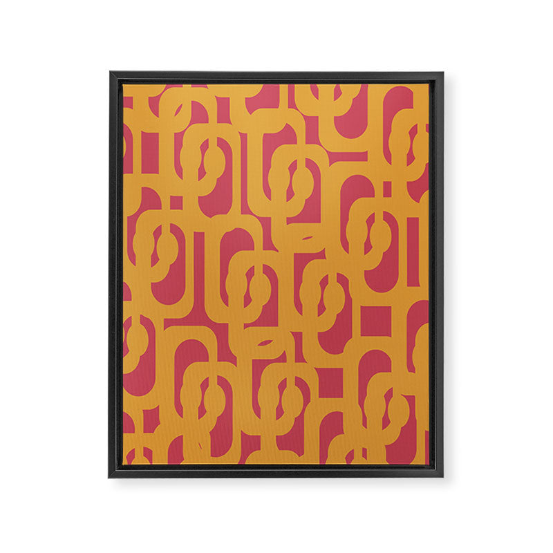 Mid Century Modern Loop Pattern Mustard and Magenta Framed Canvas Print Gallery Image 8