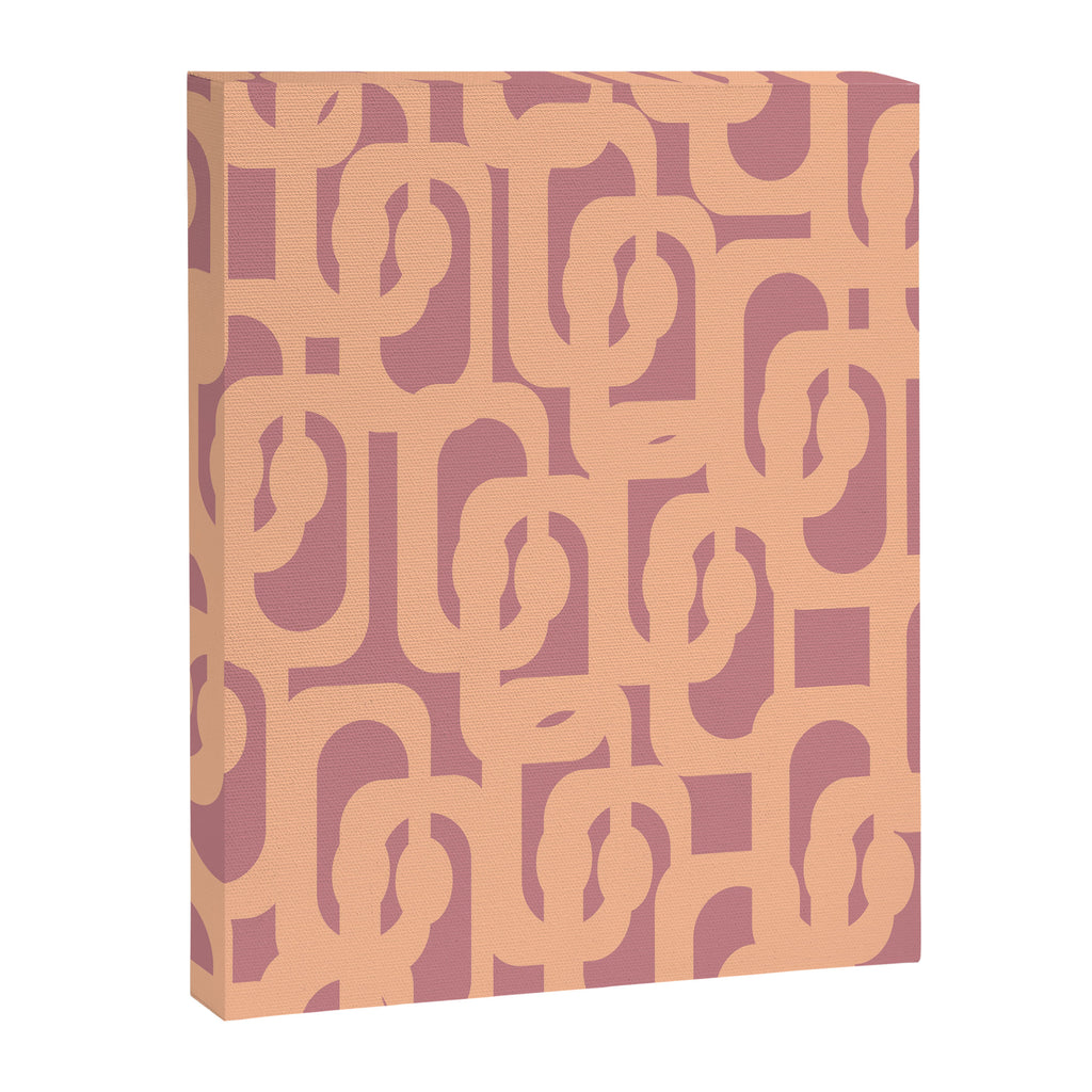 Mid Century Modern Loop Pattern Peach and Plum Mauve Canvas Print Gallery Image 8