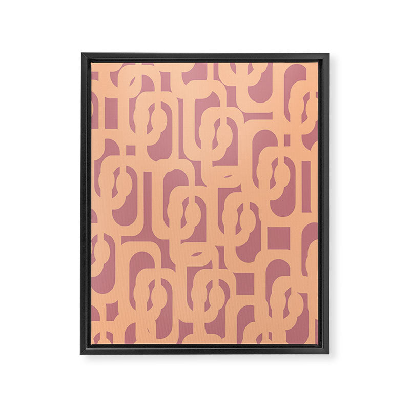 Mid Century Modern Loop Pattern Peach and Plum Mauve Framed Canvas Print Gallery Image 8