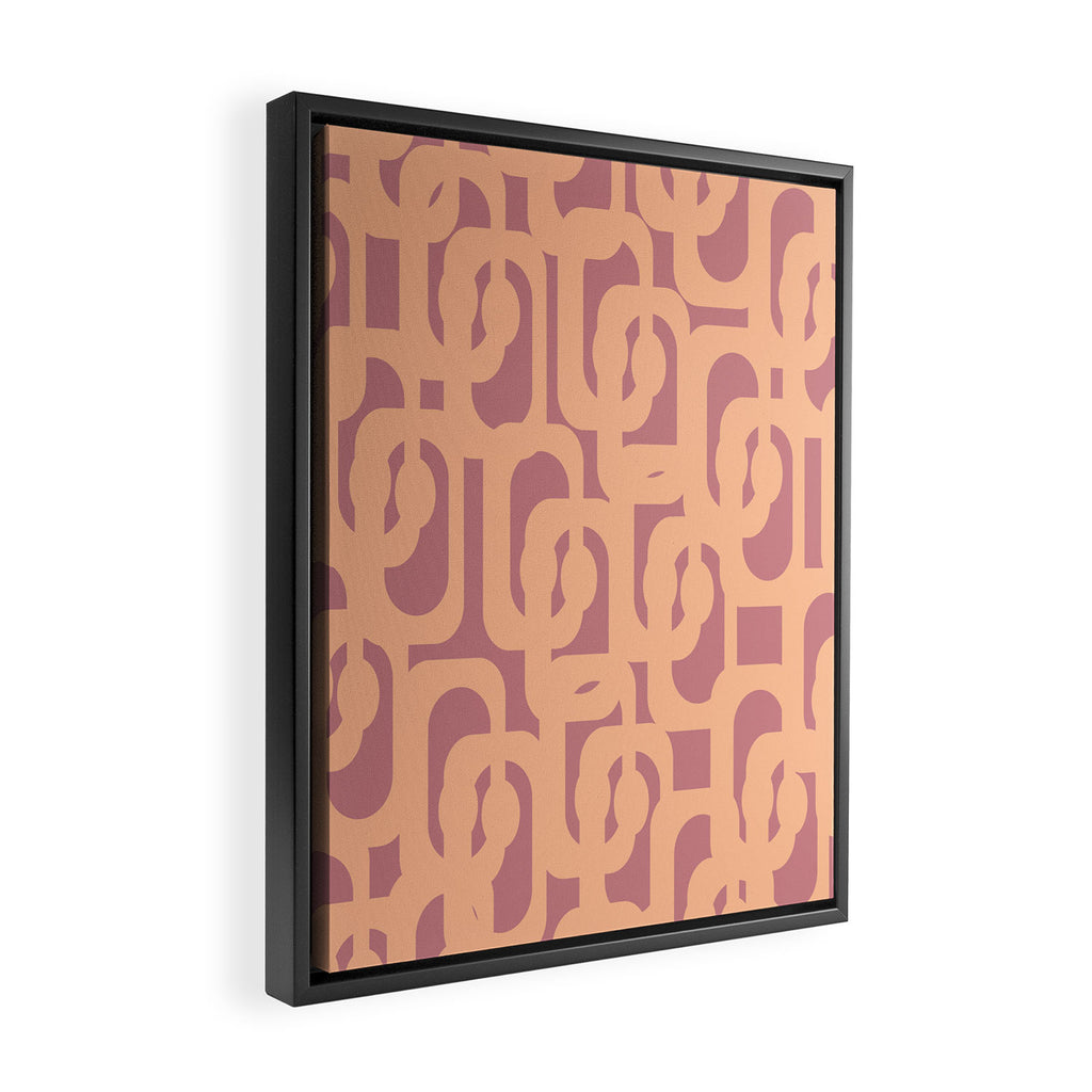 Mid Century Modern Loop Pattern Peach and Plum Mauve Framed Canvas Print Gallery Image 2