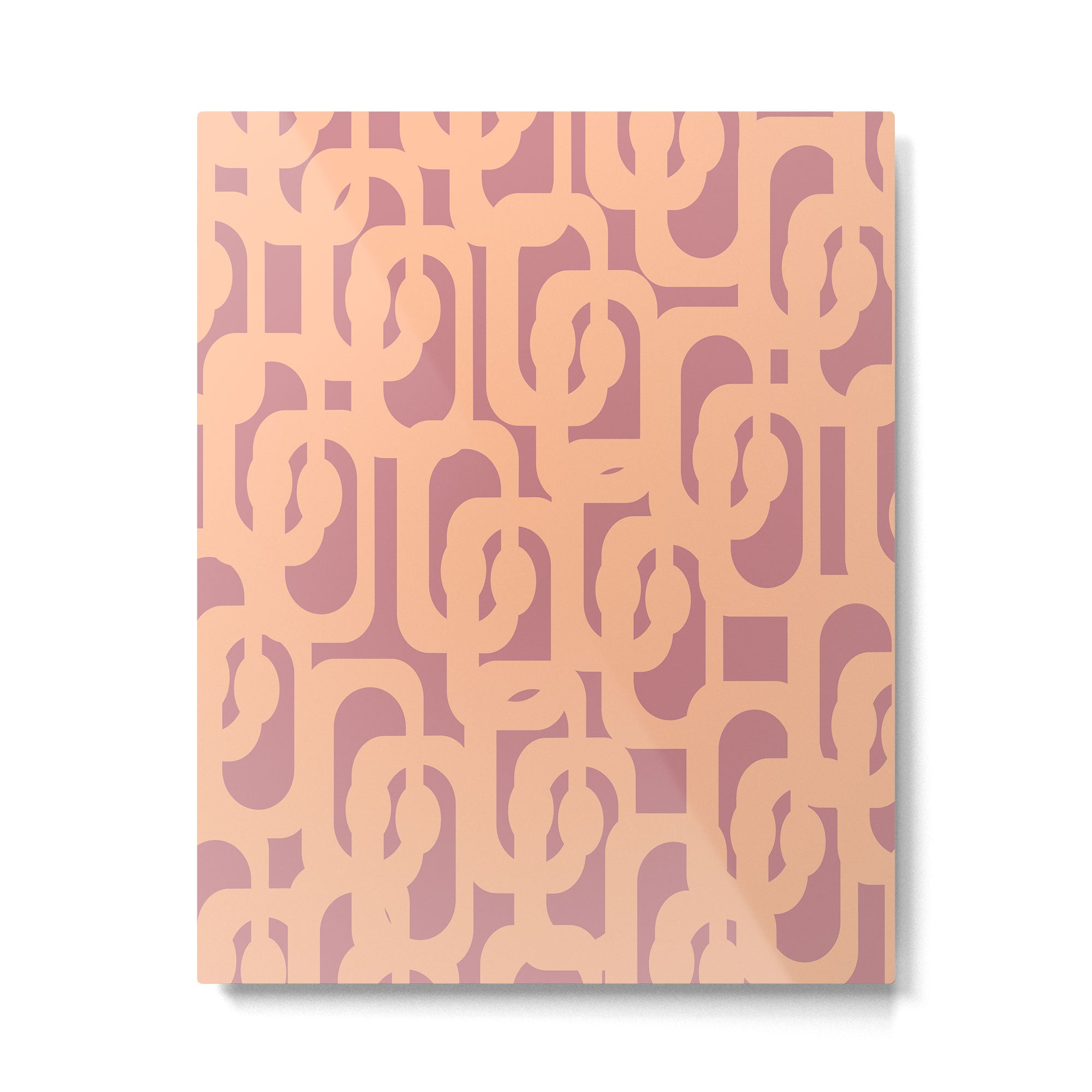 Mid Century Modern Loop Pattern Peach and Plum Mauve Metal Print Gallery Image 6