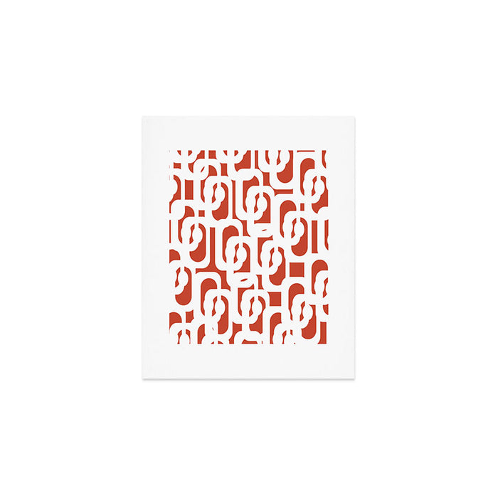 Mid Century Modern Loop Pattern Vermilion Red and White Art Print Gallery Image 1