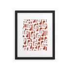 Mid Century Modern Loop Pattern Vermilion Red and White Framed Art Print Gallery Image 6