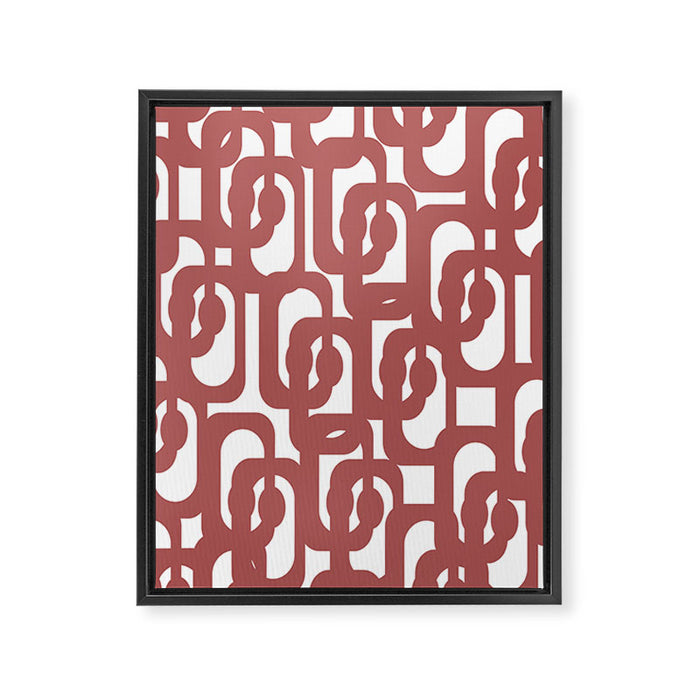 Mid Century Modern Loops Abstract Pattern in Light Maroon and White Framed Canvas Print Gallery Image 1
