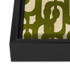 Mid Century Modern Loops Abstract Pattern in Olive Green and Beige Cream Framed Canvas Print Gallery Image 3