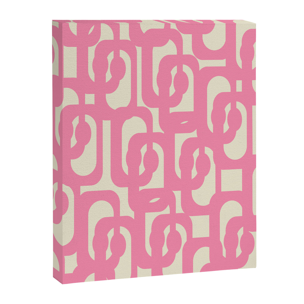 Mid Century Modern Loops Abstract Pattern in Pink and Cream Canvas Print Gallery Image 8