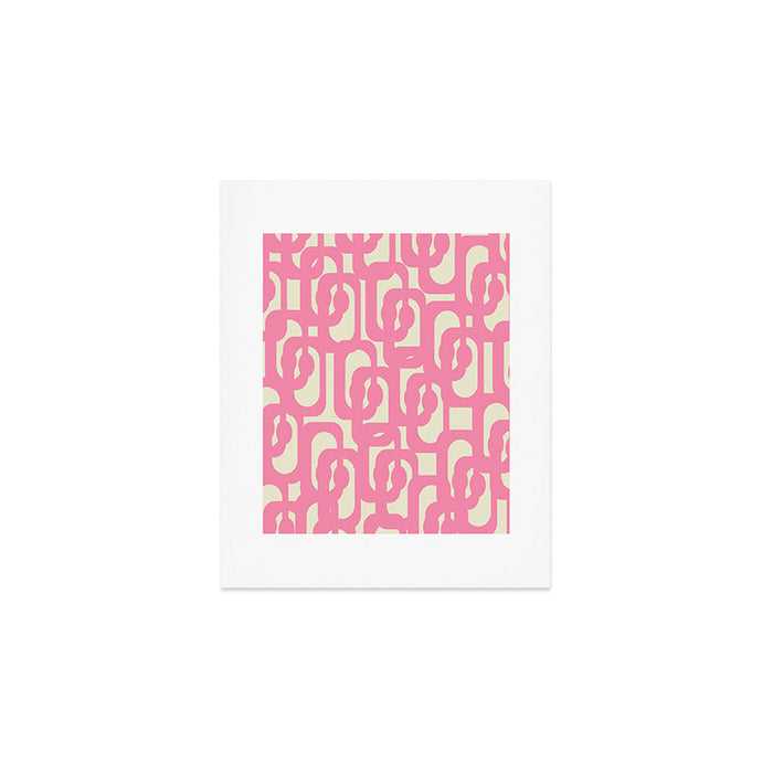 Mid Century Modern Loops Abstract Pattern in Pink and Cream Art Print Gallery Image 1