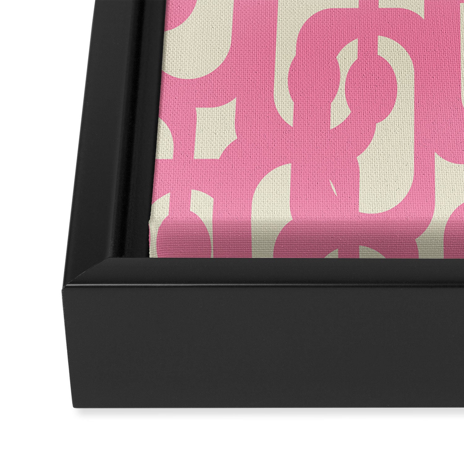 Mid Century Modern Loops Abstract Pattern in Pink and Cream Framed Canvas Print Gallery Image 3