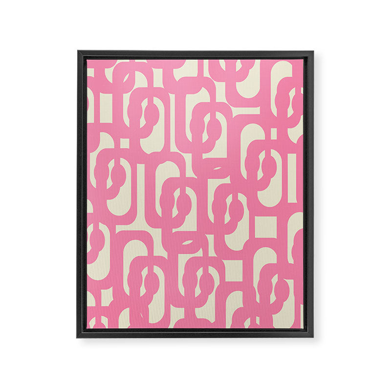 Mid Century Modern Loops Abstract Pattern in Pink and Cream Framed Canvas Print Gallery Image 8