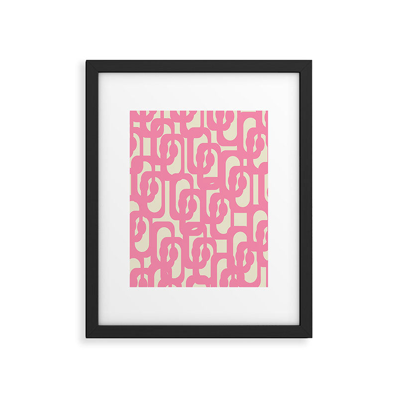 Mid Century Modern Loops Abstract Pattern in Pink and Cream Framed Art Print Gallery Image 6