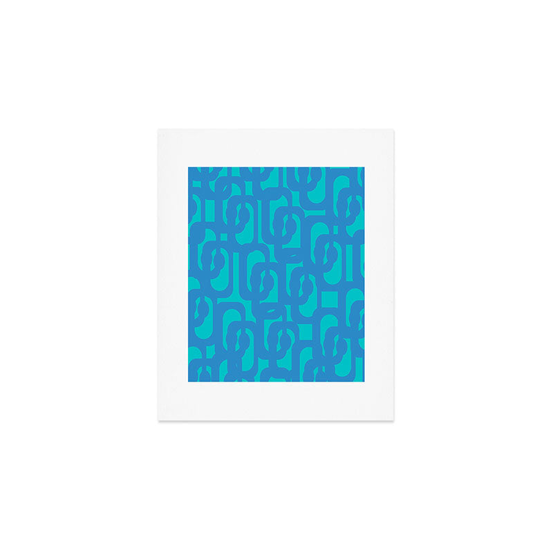 Mid Century Modern Loops Abstract Turquoise Blue Cyan Retro Contemporary Pattern Art Print Gallery Image 1