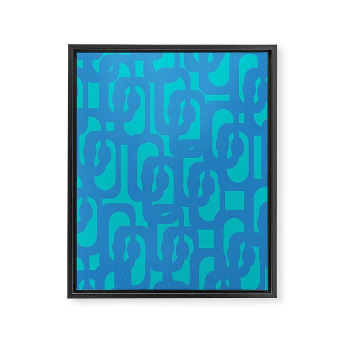 Mid Century Modern Loops Abstract Turquoise Blue Cyan Retro Contemporary Pattern Framed Canvas Print Gallery Image 1