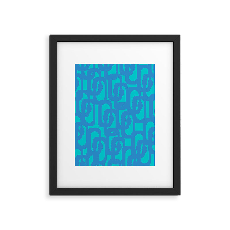 Mid Century Modern Loops Abstract Turquoise Blue Cyan Retro Contemporary Pattern Framed Art Print Gallery Image 6