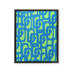 Mid Century Modern Loops Blue and Lime Green Retro Contemporary Abstract Pattern Framed Canvas Print Gallery Image 8