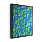 Mid Century Modern Loops Blue and Lime Green Retro Contemporary Abstract Pattern Framed Canvas Print Gallery Image 2