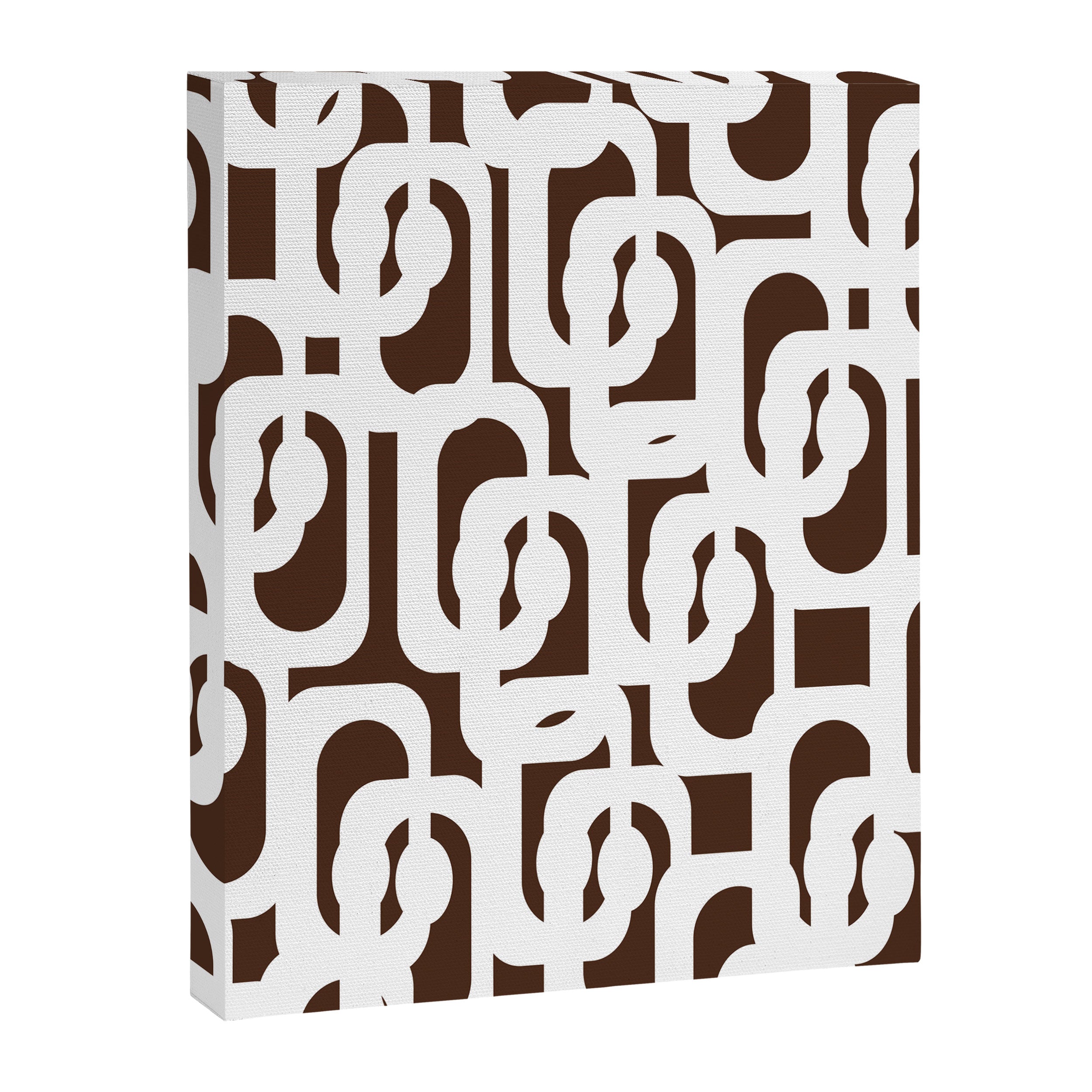 Mid Century Modern Loops Brown and White Retro Contemporary Pattern Canvas Print Gallery Image 8
