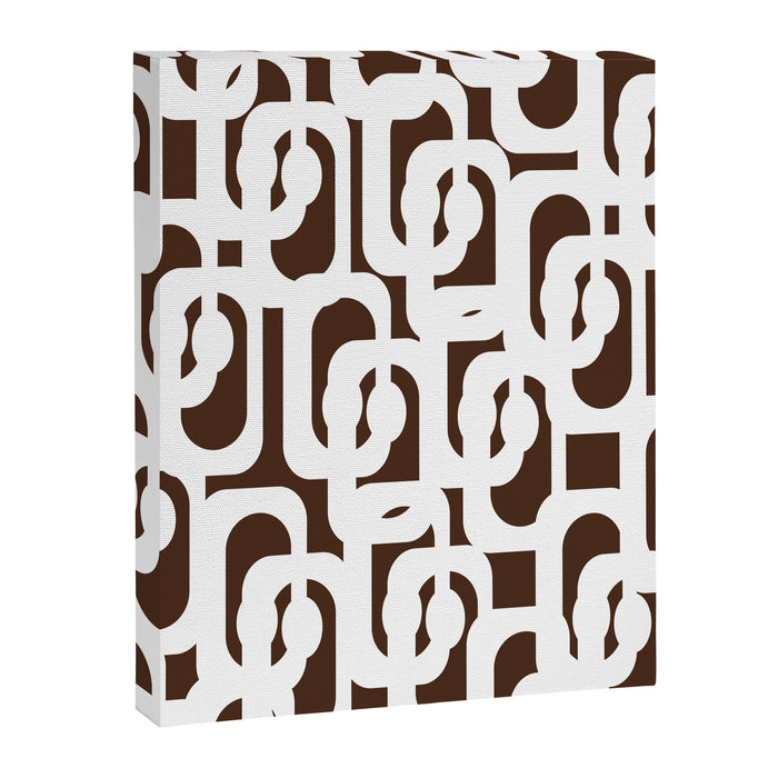 Mid Century Modern Loops Brown and White Retro Contemporary Pattern Canvas Print Gallery Image 1